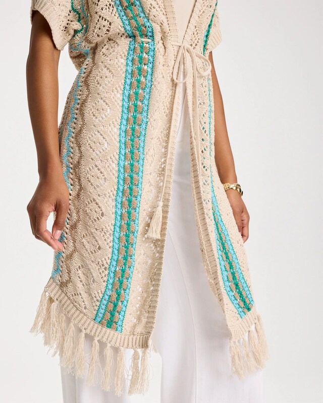 Rainbow Crochet Pointelle Vest - image 4